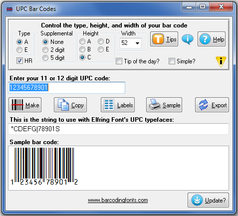 bar code picture. Click to see the UPC Bar Code