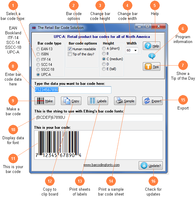 Software utility from Bar Codes Plus