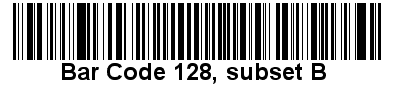 Bar Code 128, Subset B Bar Code 128, Subset B