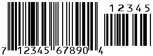 UPC-A bar code sample with supplemental UPC-A bar code sample with supplemental