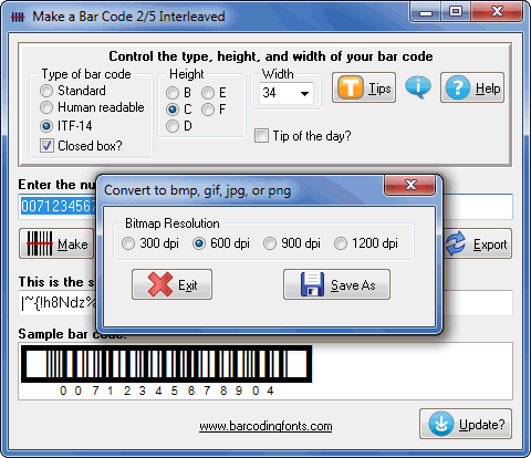 Exporting Bar Code Graphics