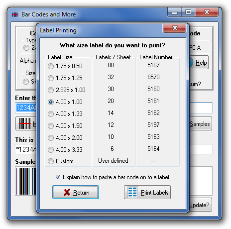 Software to build barcode labels