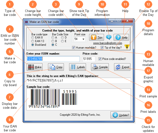 Software utility to make an EAN or Bookland bar code