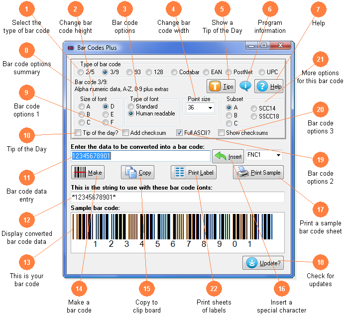 Software utility from Bar Codes Plus