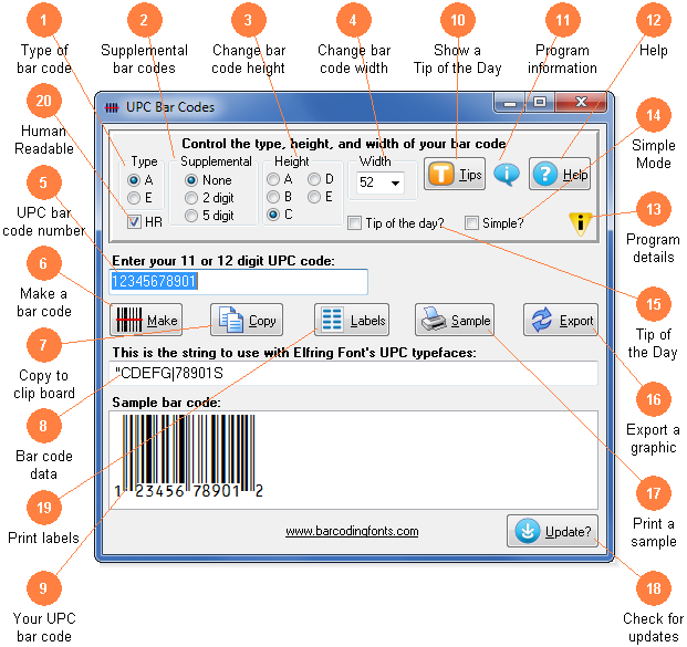 Software utility to make a UPC bar code